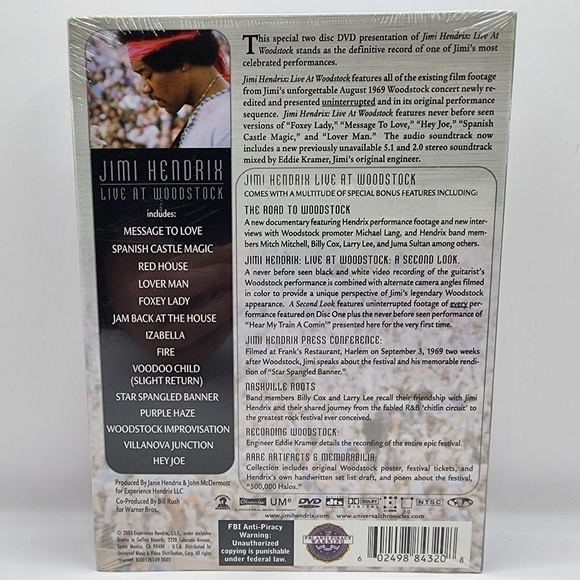 Sealed- Jimi Hendrix Live at Woodstock (DVD, 2005, 2-Disc, Special Edition) - Picture 3 of 5
